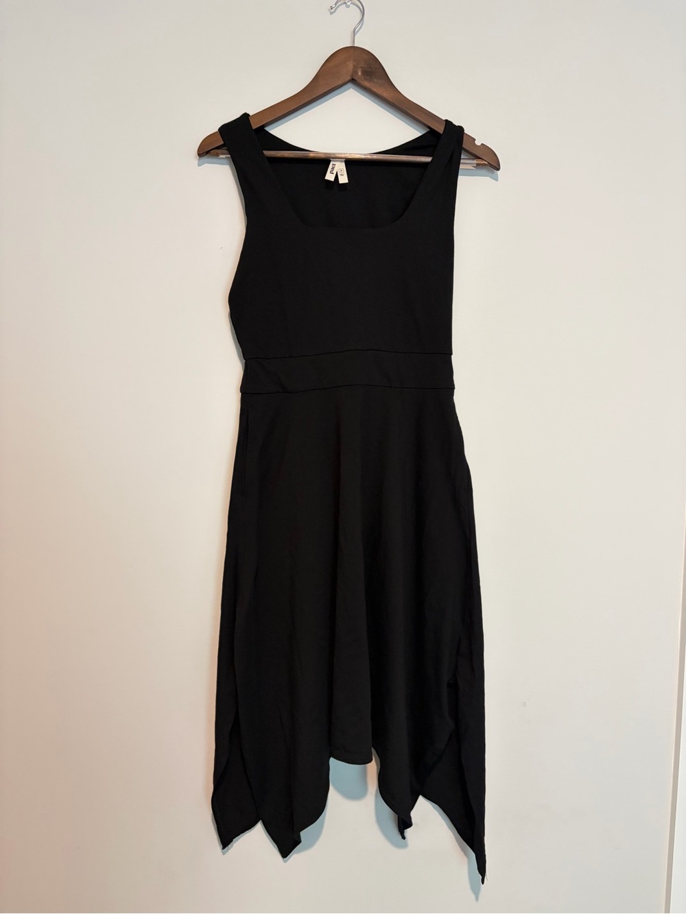Pact Black Handkerchief Hem Midi Dress M Organic Cotton Boho Minimalist